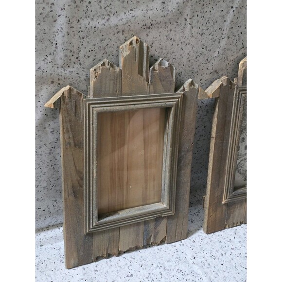 2x Barnyard Reclaimed Rustic Wood Photo Frame Primitive Set 7"x6" Farmhouse Pic - Picture 12 of 16